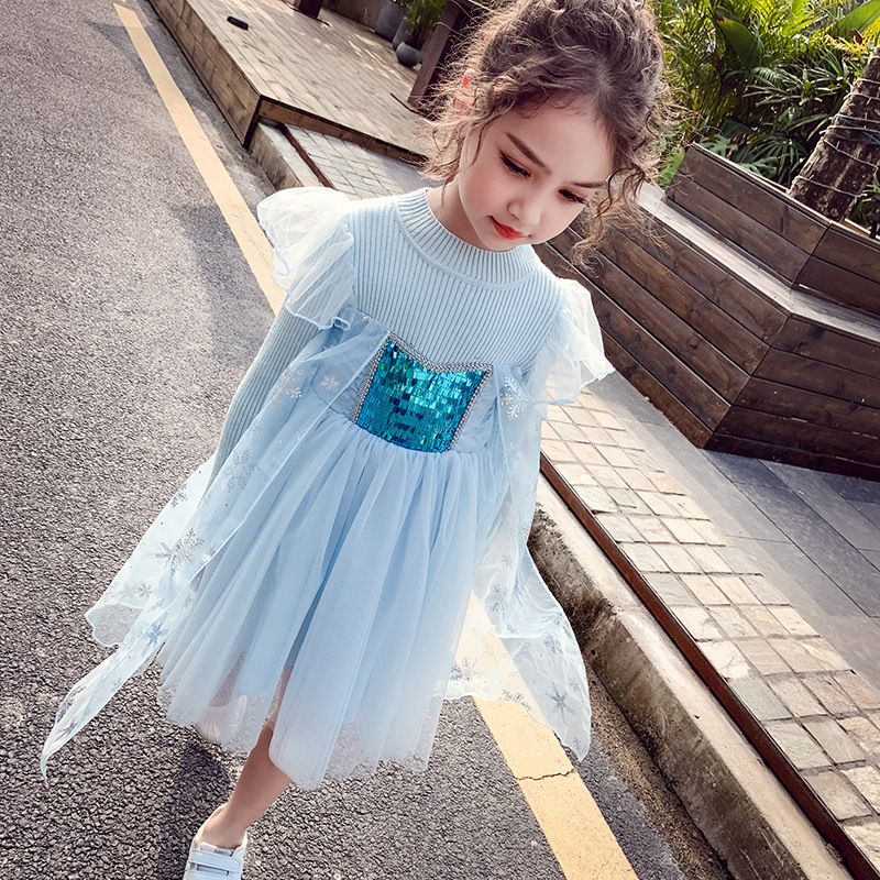 3pcs Knee length pullover frock with crown winter dress for girls –  Kidzanias